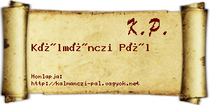 Kálmánczi Pál névjegykártya